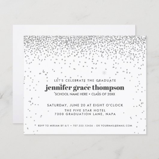 バジェット紙吹雪シルバーホワイト卒業パーティー (正面/裏面)