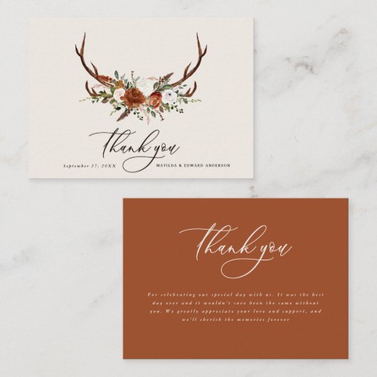 バジェット素朴なエレガントなウェディング感謝していあなたテラコッタ エンクロージャーカード (正面/裏面)