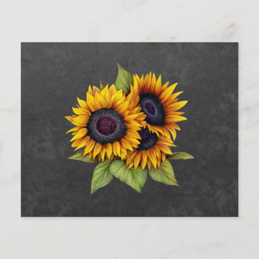 バジェット素朴なヒマワリの結婚式のsvpカード (裏面)