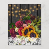 バジェット素朴なヒマワリバラ結婚式招待状 チラシ (裏面)