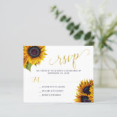 バジェット素朴なヒマワリ結婚式RSVPカード (スタンド正面)