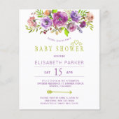 バジェット素朴なフローラシックな赤ちゃんシャワーの招待 (正面)