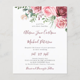 バジェット素朴なフローラ水の色結婚式招待状