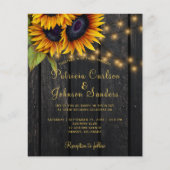 バジェット素朴なライトサンフラワー結婚式招待状 チラシ (正面)