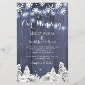 バジェット素朴な冬の雪片結婚式招待状 チラシ (正面)