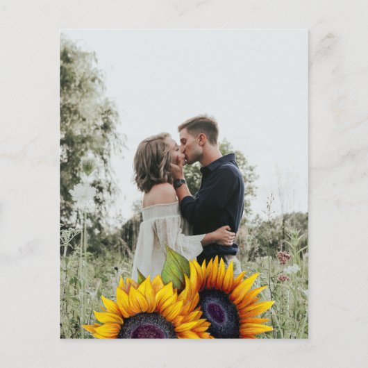 バジェット素朴な木材の写真結婚式招待状 (裏面)