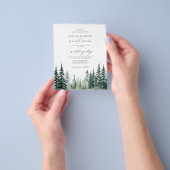 バジェット素朴な松の木林結婚式招待状 チラシ (手)