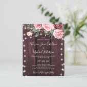 バジェット素朴な赤面ブルゴーニュ結婚式招待状 (スタンド正面)