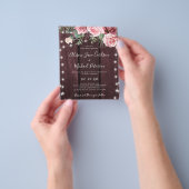 バジェット素朴な赤面ブルゴーニュ結婚式招待状 チラシ (手)