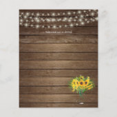 バジェット素朴ひまわりウッドランドウェディング招待 (裏面)