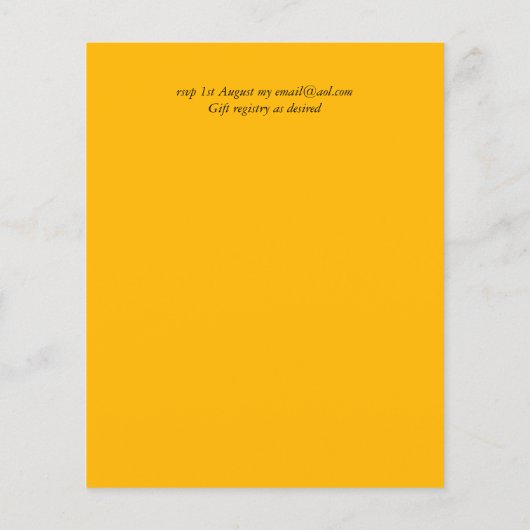 バジェット素朴ひまわりティール(緑がかった色)イエローウェディング招待 (裏面)