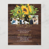 バジェット素朴ひまわりフォト結婚式招待状 (正面)