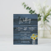 バジェット素朴ひまわりブルーイエローウェディング招待 (スタンド正面)