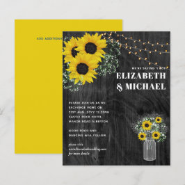 バジェット素朴ひまわりライト結婚式の招待