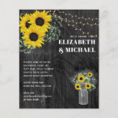 バジェット素朴ひまわりライト結婚式の招待 (正面)