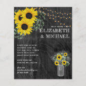 バジェット素朴ひまわりライト結婚式の招待 (正面)