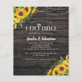 バジェット素朴ひまわり婚約パーティ招待状 (正面)