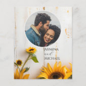 バジェット素朴ひまわり結婚式の日付を保存 (裏面)