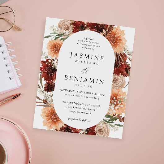 バジェット素朴アース&シャンパン花模様ズ結婚 チラシ