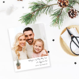 バジェット素朴ウィンターツリーVノートフォトホリデー チラシ