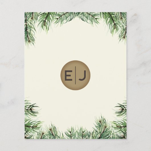 バジェット素朴ウィンターパインコーン結婚式招待状 (裏面)