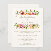 バジェット素朴ウォーターカラーフローラ結婚式の招待 (正面/裏面)