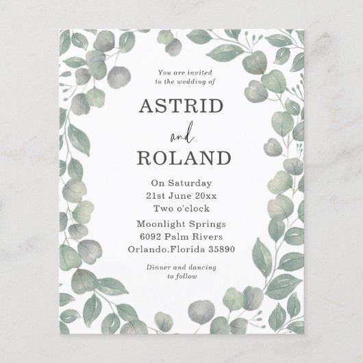 バジェット素朴ウォーターカラーユーカリ結婚ス (正面)