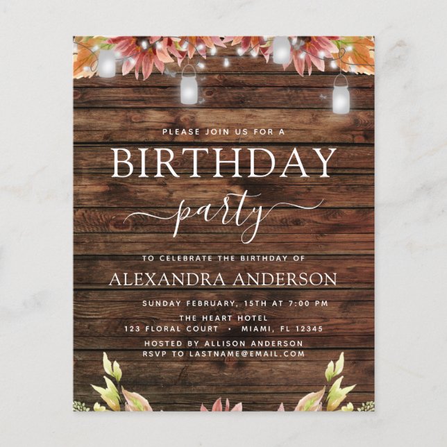 バジェット素朴ウッドオータムサンフラワーズ誕生日 (正面)