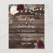 バジェット素朴ウッドクリスマス結婚式招待状 (正面)