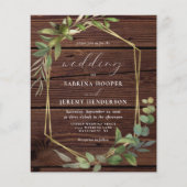バジェット素朴ウッドグリーナリー結婚式招待状 (正面)