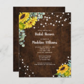 バジェット素朴ウッドサンフラワーズブライダルシャワー招待状 (正面/裏面)