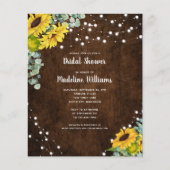 バジェット素朴ウッドサンフラワーズブライダルシャワー招待状 (正面)