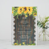 バジェット素朴ウッドサンフラワーレース結婚式の招待 (スタンド正面)