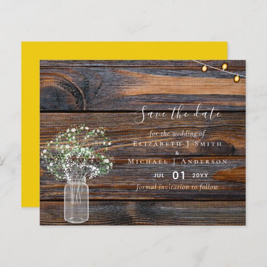 バジェット素朴ウッドジプソフィラ日付を保存 (正面/裏面)