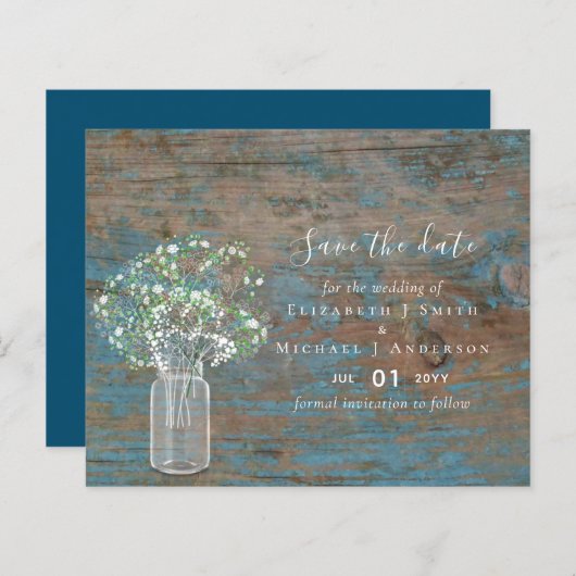 バジェット素朴ウッドジプソフィラ日付を保存 (正面/裏面)