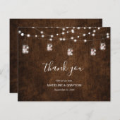 バジェット素朴ウッドストリングライトハートありがとう (正面/裏面)