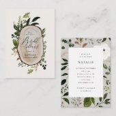 バジェット素朴ウッドスライスのブライダルシャワー ノートカード (正面/裏面)