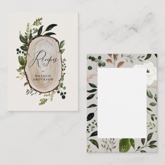 バジェット素朴ウッドスライスレシピカード ノートカード (正面/裏面)