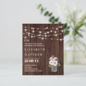 バジェット素朴ウッドピンクの花の結婚式の招待 (スタンド正面)