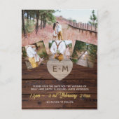 バジェット素朴ウッドフォトコラージュ彫刻ハート ポストカード (正面)