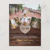 バジェット素朴ウッドフォトコラージュ彫刻ハート ポストカード (正面)