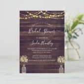 バジェット素朴ウッドフローラライトブライダルシャワー 招待状 (スタンド正面)