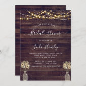 バジェット素朴ウッドフローラライトブライダルシャワー 招待状 (正面/裏面)