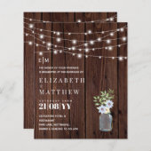 バジェット素朴ウッドブルーイエローウェディングの招待 (正面/裏面)