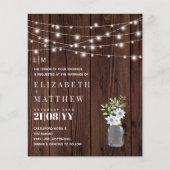 バジェット素朴ウッドブルーイエローウェディングの招待 (正面)