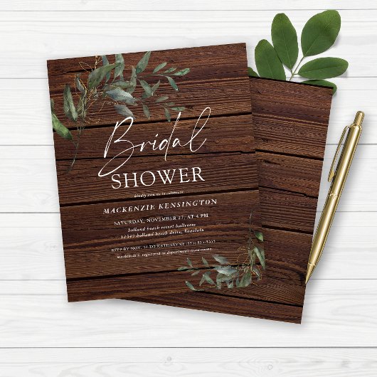 バジェット素朴ウッドユーカリ金ゴールドブライダルシャワー