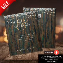 バジェット素朴ウッドライトレース結婚式の招待