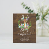 バジェット素朴ウッドランド鹿フローラ結婚式の招待 (スタンド正面)