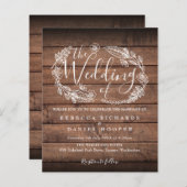 バジェット素朴ウッドリーフ結婚式招待状 (正面/裏面)