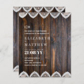 バジェット素朴ウッドレース結婚式招待状 (正面/裏面)